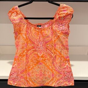J Crew Orange and Pink Blouse. Size XS